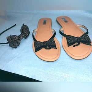 Flip flops bling with matching headband as set size 9.5m I.N.C.